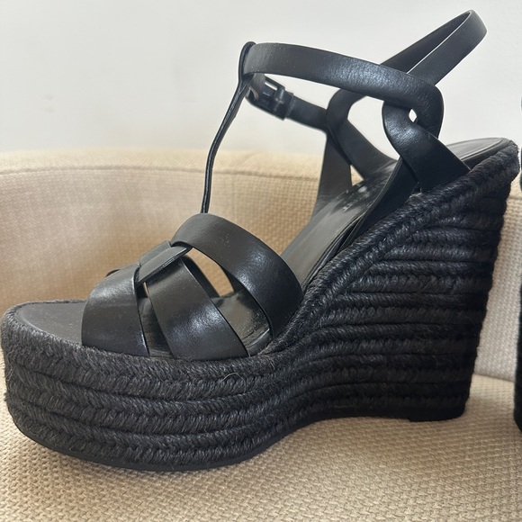 Saint Laurent Black Wedge Heels - Picture 9 of 14
